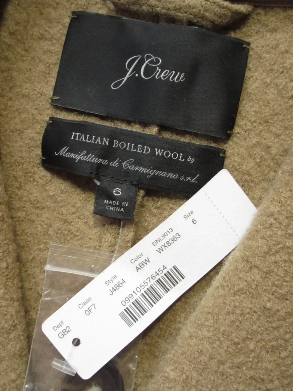 NWT J.Crew Daphne Topcoat in Autumn Biscuit Italian Boiled Wool Coat 6 $228